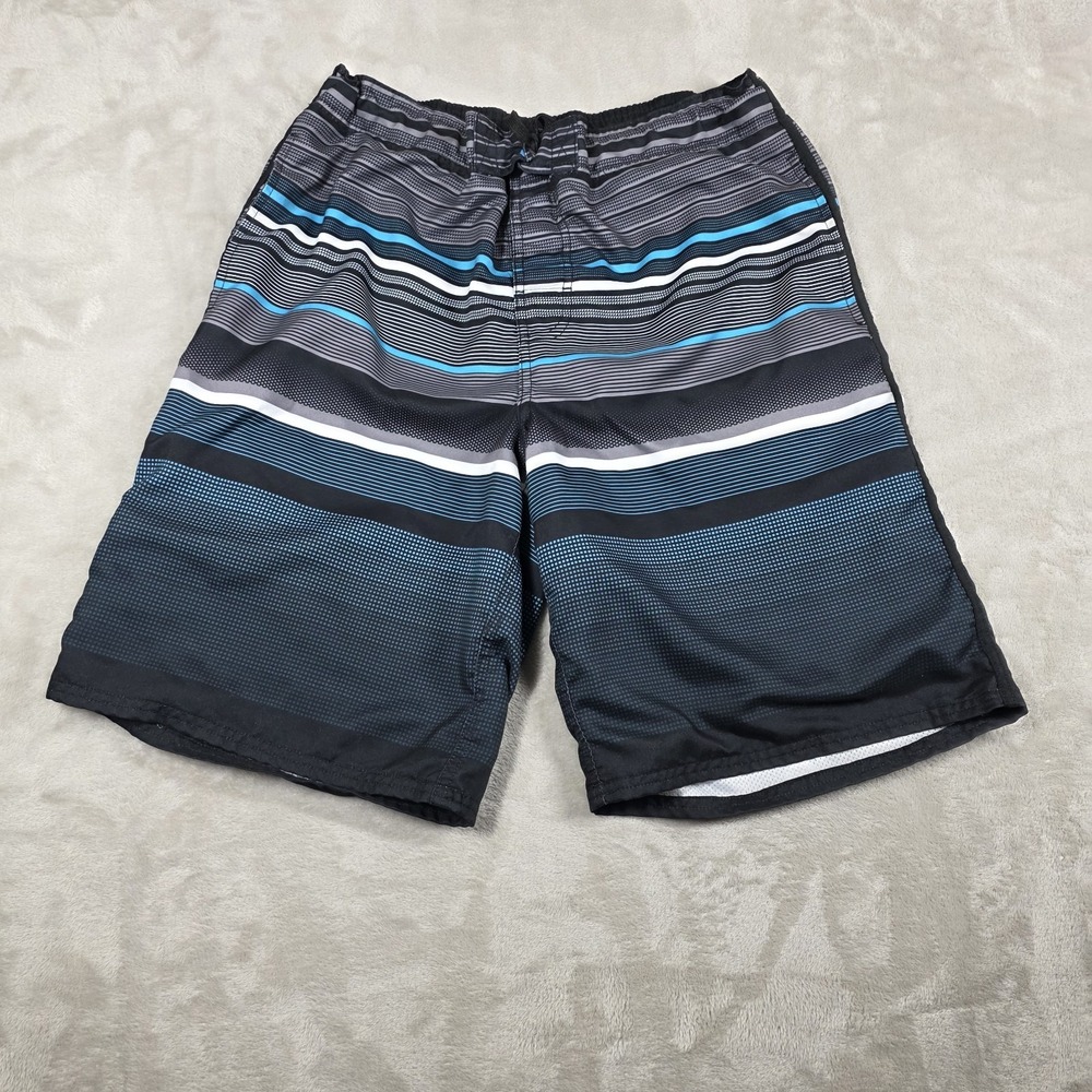 OP Ocean Pacific Mens Surfer Blue Striped Board Swim Shorts Sz M 32-34, Lined - Picture 1 of 9